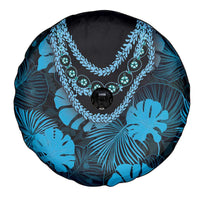 Blue Hawaii Kukui Nut Lei Spare Tire Cover Hawaiian Pattern Monstera Tropical Vibes - Polynesian Pride