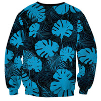 Blue Hawaii Kukui Nut Lei Sweatshirt Hawaiian Pattern Monstera Tropical Vibes LT14 - Polynesian Pride
