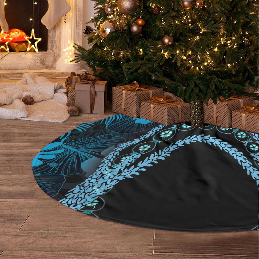 Blue Hawaii Kukui Nut Lei Tree Skirt Hawaiian Pattern Monstera Tropical Vibes LT14 - Polynesian Pride