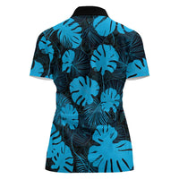 Blue Hawaii Kukui Nut Lei Women Polo Shirt Hawaiian Pattern Monstera Tropical Vibes LT14 - Polynesian Pride