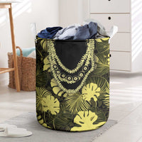 Yellow Hawaii Kukui Nut Lei Laundry Basket Hawaiian Pattern Monstera Tropical Vibes LT14 Yellow - Polynesian Pride