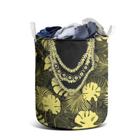 Yellow Hawaii Kukui Nut Lei Laundry Basket Hawaiian Pattern Monstera Tropical Vibes LT14 - Polynesian Pride