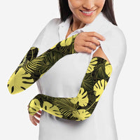 Yellow Hawaii Kukui Nut Lei Arm Sleeves Hawaiian Pattern Monstera Tropical Vibes LT14 - Polynesian Pride