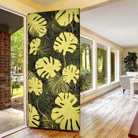 Yellow Hawaii Kukui Nut Lei Door Cover Hawaiian Pattern Monstera Tropical Vibes - Polynesian Pride