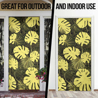 Yellow Hawaii Kukui Nut Lei Door Cover Hawaiian Pattern Monstera Tropical Vibes - Polynesian Pride