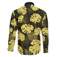 Yellow Hawaii Kukui Nut Lei Family Matching Off The Shoulder Long Sleeve Dress and Hawaiian Shirt Hawaiian Pattern Monstera Tropical Vibes - Polynesian Pride