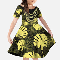 Yellow Hawaii Kukui Nut Lei Family Matching Puletasi and Hawaiian Shirt Hawaiian Pattern Monstera Tropical Vibes - Polynesian Pride