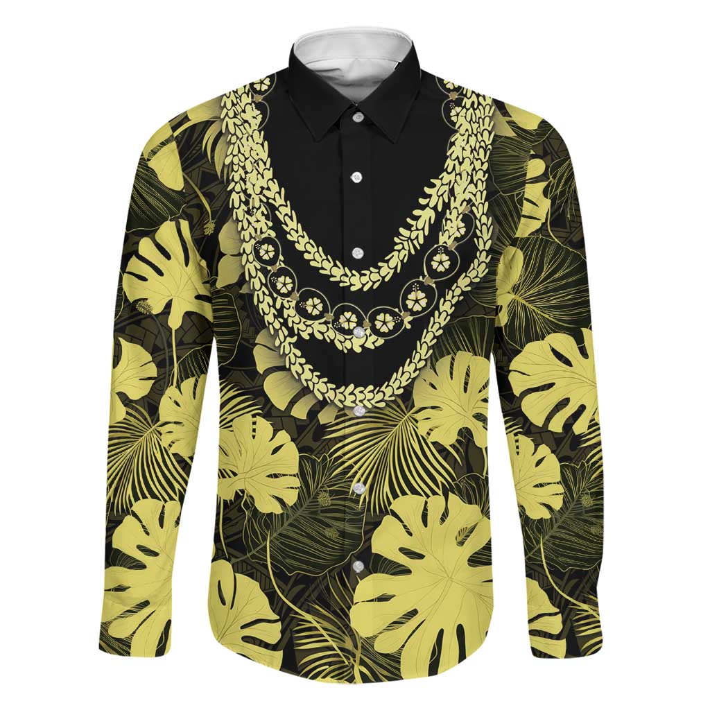 Yellow Hawaii Kukui Nut Lei Family Matching Puletasi and Hawaiian Shirt Hawaiian Pattern Monstera Tropical Vibes - Polynesian Pride