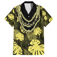 Yellow Hawaii Kukui Nut Lei Family Matching Summer Maxi Dress and Hawaiian Shirt Hawaiian Pattern Monstera Tropical Vibes - Polynesian Pride