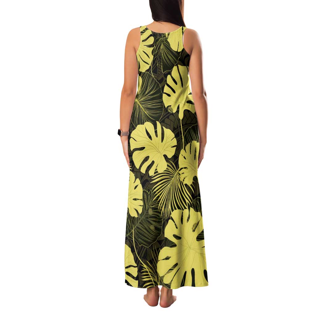 Yellow Hawaii Kukui Nut Lei Family Matching Tank Maxi Dress and Hawaiian Shirt Hawaiian Pattern Monstera Tropical Vibes - Polynesian Pride