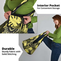 Yellow Hawaii Kukui Nut Lei Grocery Bag Hawaiian Pattern Monstera Tropical Vibes - Polynesian Pride