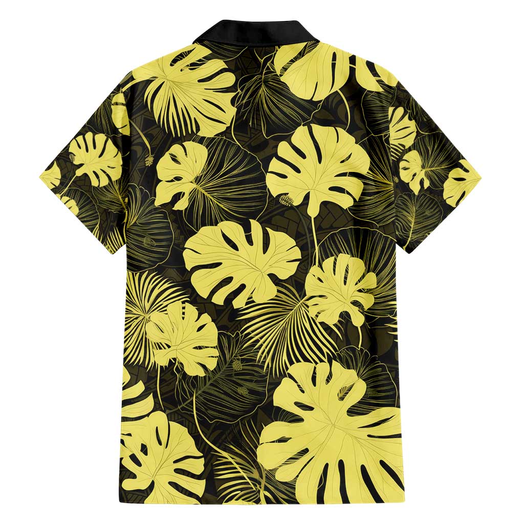 Yellow Hawaii Kukui Nut Lei Hawaiian Shirt Hawaiian Pattern Monstera Tropical Vibes - Polynesian Pride