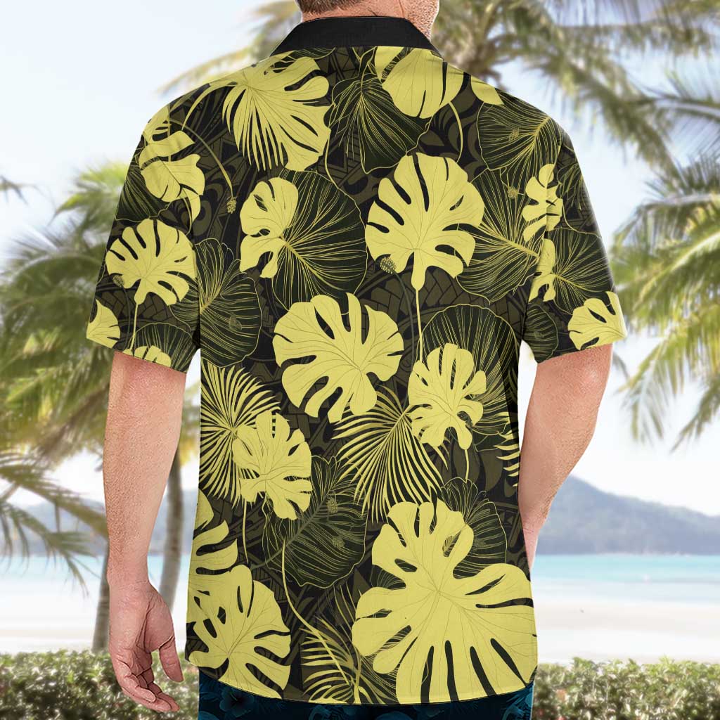 Yellow Hawaii Kukui Nut Lei Hawaiian Shirt Hawaiian Pattern Monstera Tropical Vibes - Polynesian Pride