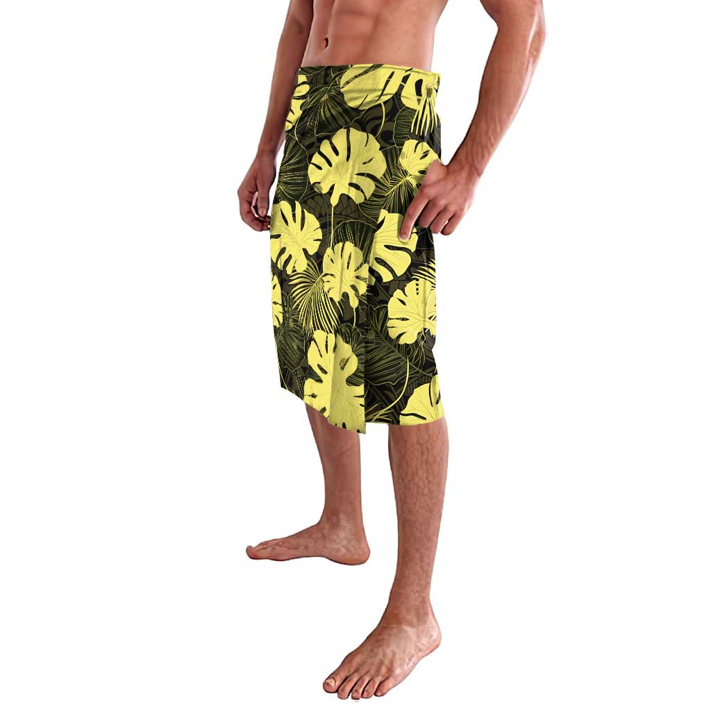Yellow Hawaii Kukui Nut Lei Lavalava Hawaiian Pattern Monstera Tropical Vibes - Polynesian Pride