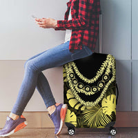 Yellow Hawaii Kukui Nut Lei Luggage Cover Hawaiian Pattern Monstera Tropical Vibes - Polynesian Pride