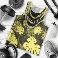 Yellow Hawaii Kukui Nut Lei Men Tank Top Hawaiian Pattern Monstera Tropical Vibes LT14 - Polynesian Pride