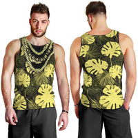 Yellow Hawaii Kukui Nut Lei Men Tank Top Hawaiian Pattern Monstera Tropical Vibes LT14 - Polynesian Pride