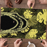 Yellow Hawaii Kukui Nut Lei Puzzle Hawaiian Pattern Monstera Tropical Vibes LT14 - Polynesian Pride