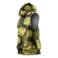 Yellow Hawaii Kukui Nut Lei Sleeveless Hoodie Hawaiian Pattern Monstera Tropical Vibes LT14 - Polynesian Pride