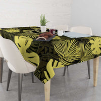 Yellow Hawaii Kukui Nut Lei Tablecloth Hawaiian Pattern Monstera Tropical Vibes - Polynesian Pride
