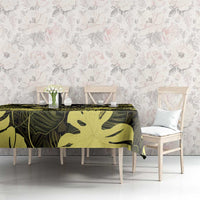 Yellow Hawaii Kukui Nut Lei Tablecloth Hawaiian Pattern Monstera Tropical Vibes - Polynesian Pride