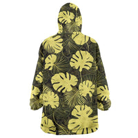 Yellow Hawaii Kukui Nut Lei Wearable Blanket Hoodie Hawaiian Pattern Monstera Tropical Vibes LT14 - Polynesian Pride
