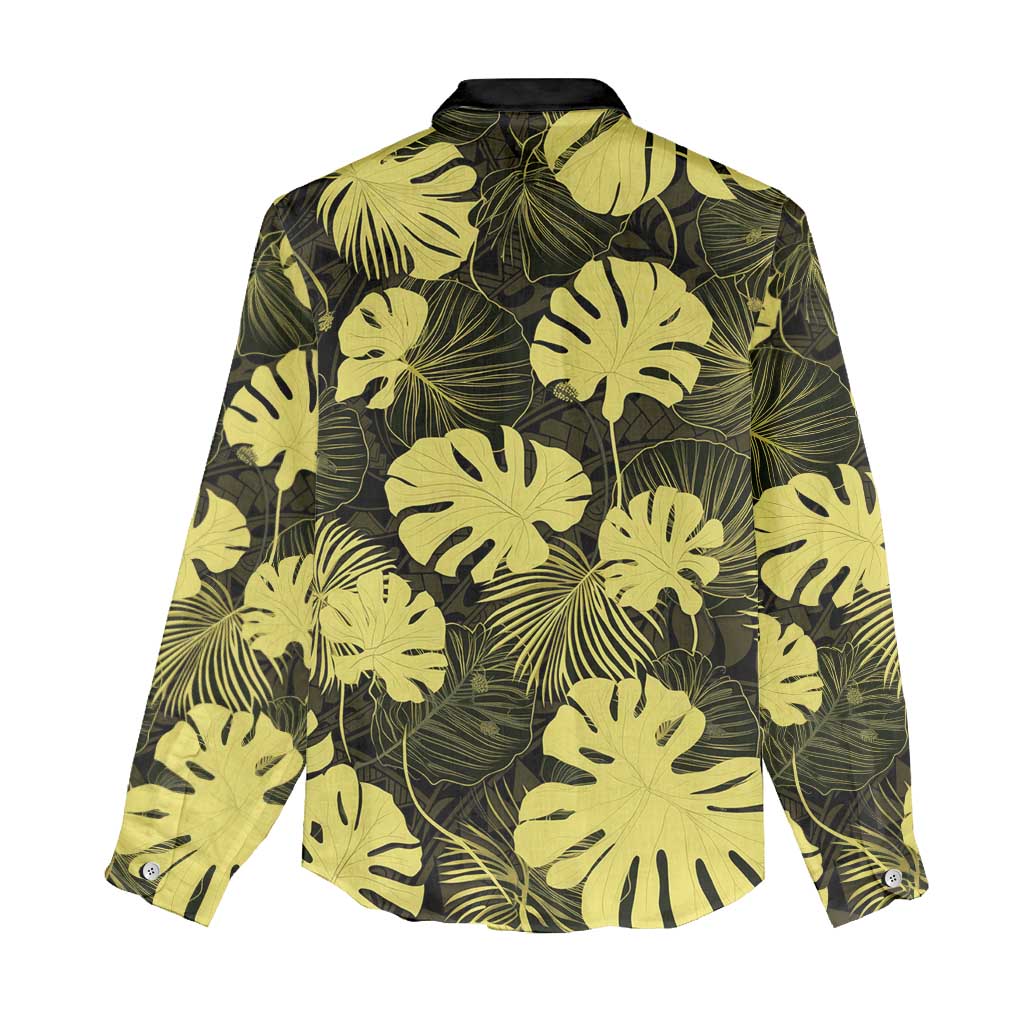 Yellow Hawaii Kukui Nut Lei Women Casual Shirt Hawaiian Pattern Monstera Tropical Vibes - Polynesian Pride