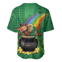 Hawaii Saint Patrick's Day Baseball Jersey Funny Leprechaun With Pot Of Gold - Polynesian Tattoo