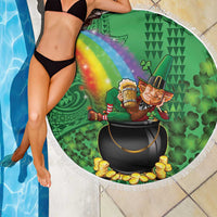 Hawaii Saint Patrick's Day Beach Blanket Funny Leprechaun With Pot Of Gold - Polynesian Tattoo LT14 - Polynesian Pride