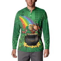 Hawaii Saint Patrick's Day Button Sweatshirt Funny Leprechaun With Pot Of Gold - Polynesian Tattoo LT14 - Polynesian Pride