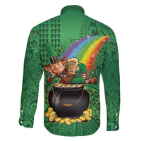 Hawaii Saint Patrick's Day Family Matching Puletasi and Hawaiian Shirt Funny Leprechaun With Pot Of Gold - Polynesian Tattoo