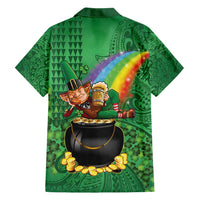 Hawaii Saint Patrick's Day Family Matching Summer Maxi Dress and Hawaiian Shirt Funny Leprechaun With Pot Of Gold - Polynesian Tattoo