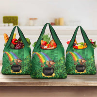 Hawaii Saint Patrick's Day Grocery Bag Funny Leprechaun With Pot Of Gold - Polynesian Tattoo LT14 3-pack One Size Green - Polynesian Pride