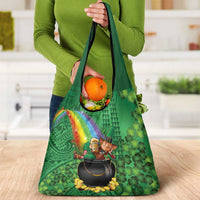 Hawaii Saint Patrick's Day Grocery Bag Funny Leprechaun With Pot Of Gold - Polynesian Tattoo LT14 - Polynesian Pride