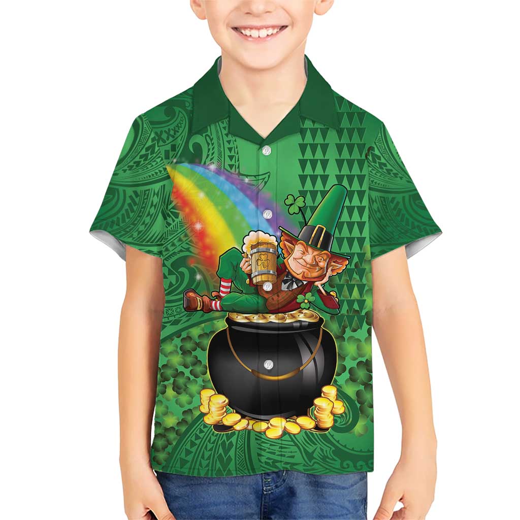 Hawaii Saint Patrick's Day Hawaiian Shirt Funny Leprechaun With Pot Of Gold - Polynesian Tattoo LT14 - Polynesian Pride