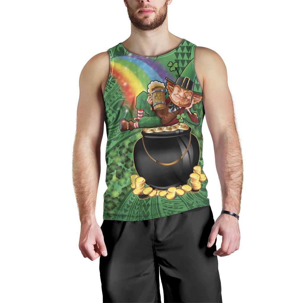 Hawaii Saint Patrick's Day Men Tank Top Funny Leprechaun With Pot Of Gold - Polynesian Tattoo LT14 - Polynesian Pride