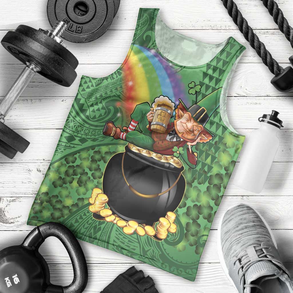 Hawaii Saint Patrick's Day Men Tank Top Funny Leprechaun With Pot Of Gold - Polynesian Tattoo LT14 - Polynesian Pride