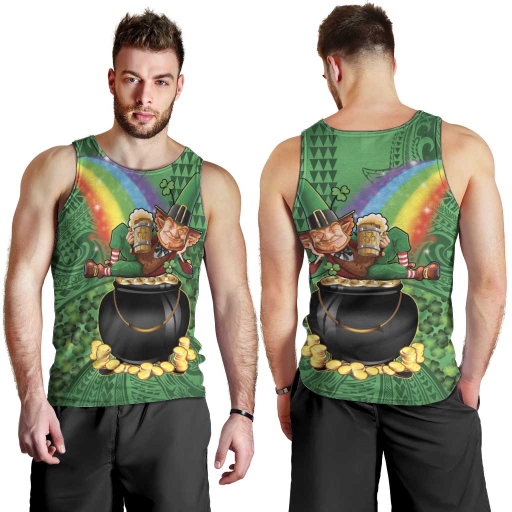 Hawaii Saint Patrick's Day Men Tank Top Funny Leprechaun With Pot Of Gold - Polynesian Tattoo LT14 - Polynesian Pride