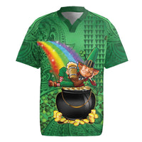 Hawaii Saint Patrick's Day Rugby Jersey Funny Leprechaun With Pot Of Gold - Polynesian Tattoo LT14 Green - Polynesian Pride