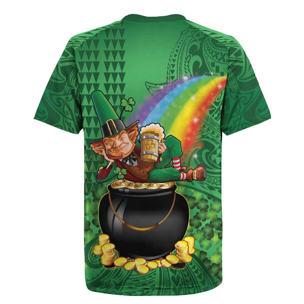 Hawaii Saint Patrick's Day Rugby Jersey Funny Leprechaun With Pot Of Gold - Polynesian Tattoo LT14 - Polynesian Pride