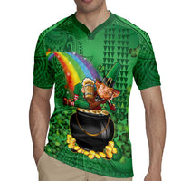 Hawaii Saint Patrick's Day Rugby Jersey Funny Leprechaun With Pot Of Gold - Polynesian Tattoo LT14 - Polynesian Pride
