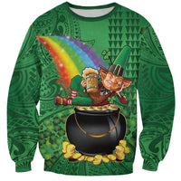 Hawaii Saint Patrick's Day Sweatshirt Funny Leprechaun With Pot Of Gold - Polynesian Tattoo LT14 Unisex Green - Polynesian Pride