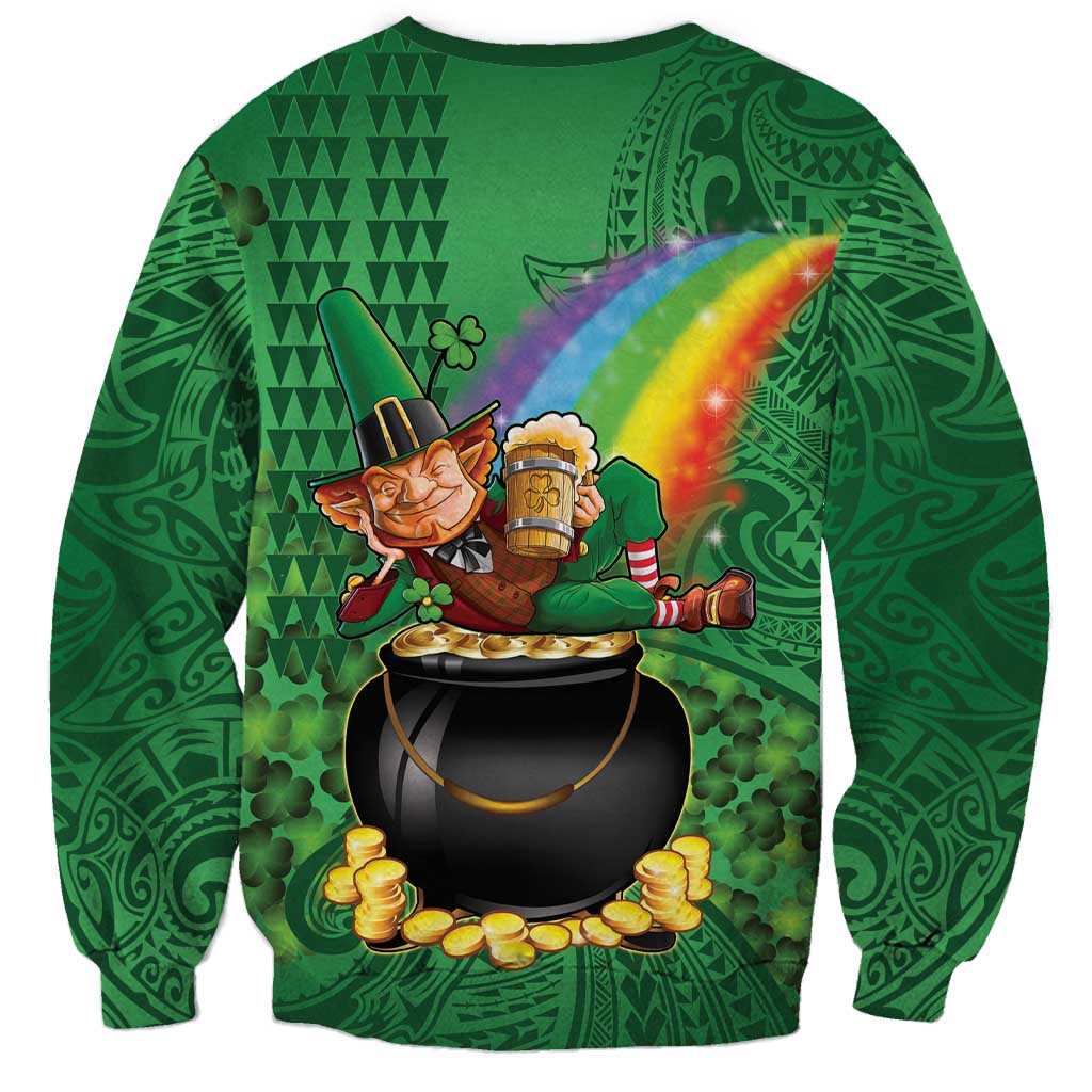 Hawaii Saint Patrick's Day Sweatshirt Funny Leprechaun With Pot Of Gold - Polynesian Tattoo LT14 - Polynesian Pride
