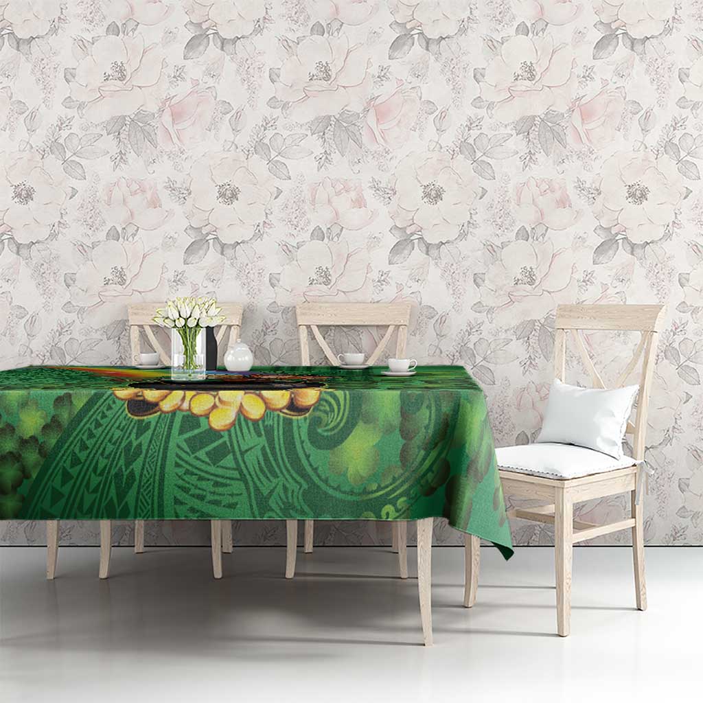 Hawaii Saint Patrick's Day Tablecloth Funny Leprechaun With Pot Of Gold - Polynesian Tattoo LT14 - Polynesian Pride