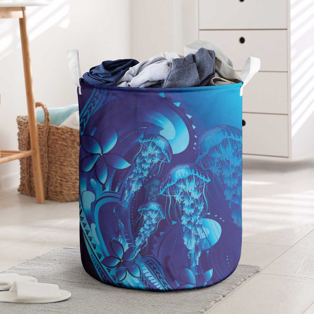Purple Paradise Polynesia Jellyfish Laundry Basket Plumeria Polynesian Tattoo Glowing Vibes LT14 Purple - Polynesian Pride
