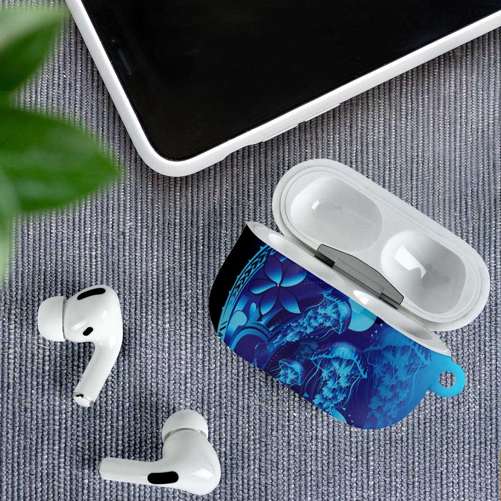 Purple Paradise Polynesia Jellyfish AirPods Case Plumeria Polynesian Tattoo Glowing Vibes LT14 - Polynesian Pride