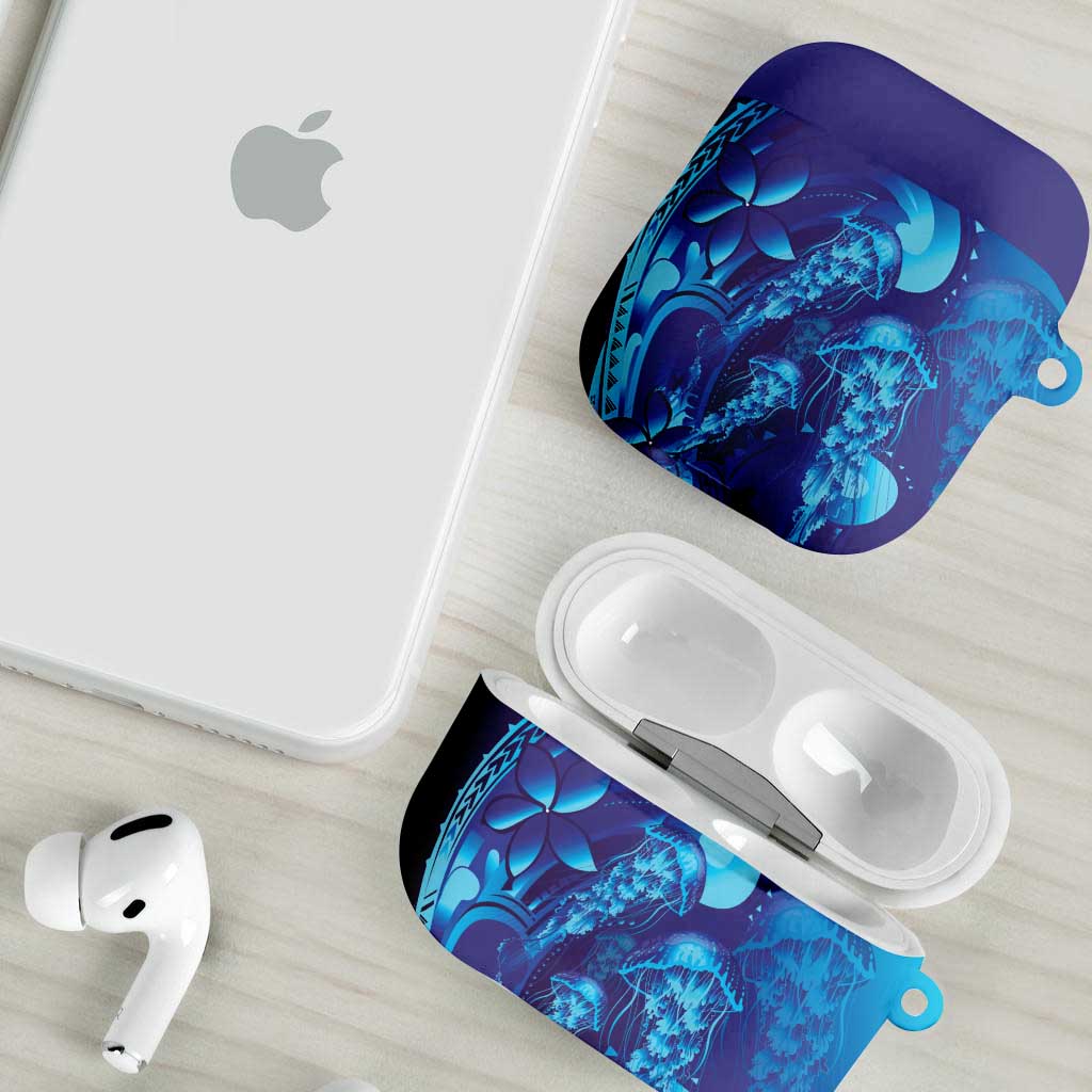 Purple Paradise Polynesia Jellyfish AirPods Case Plumeria Polynesian Tattoo Glowing Vibes LT14 - Polynesian Pride