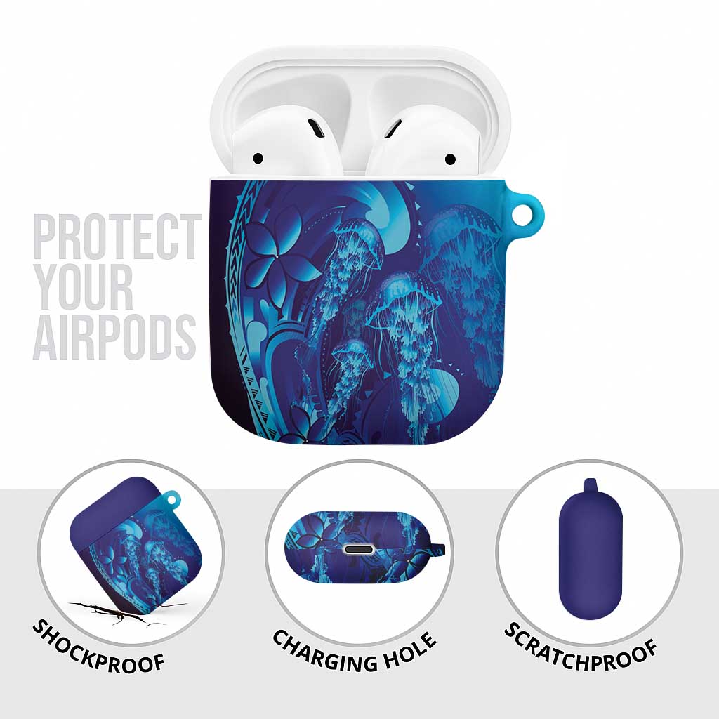 Purple Paradise Polynesia Jellyfish AirPods Case Plumeria Polynesian Tattoo Glowing Vibes LT14 - Polynesian Pride