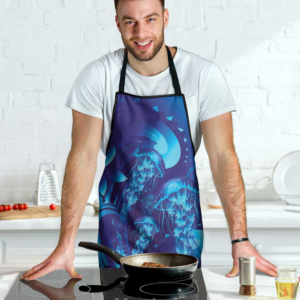 Purple Paradise Polynesia Jellyfish Apron Plumeria Polynesian Tattoo Glowing Vibes LT14 - Polynesian Pride