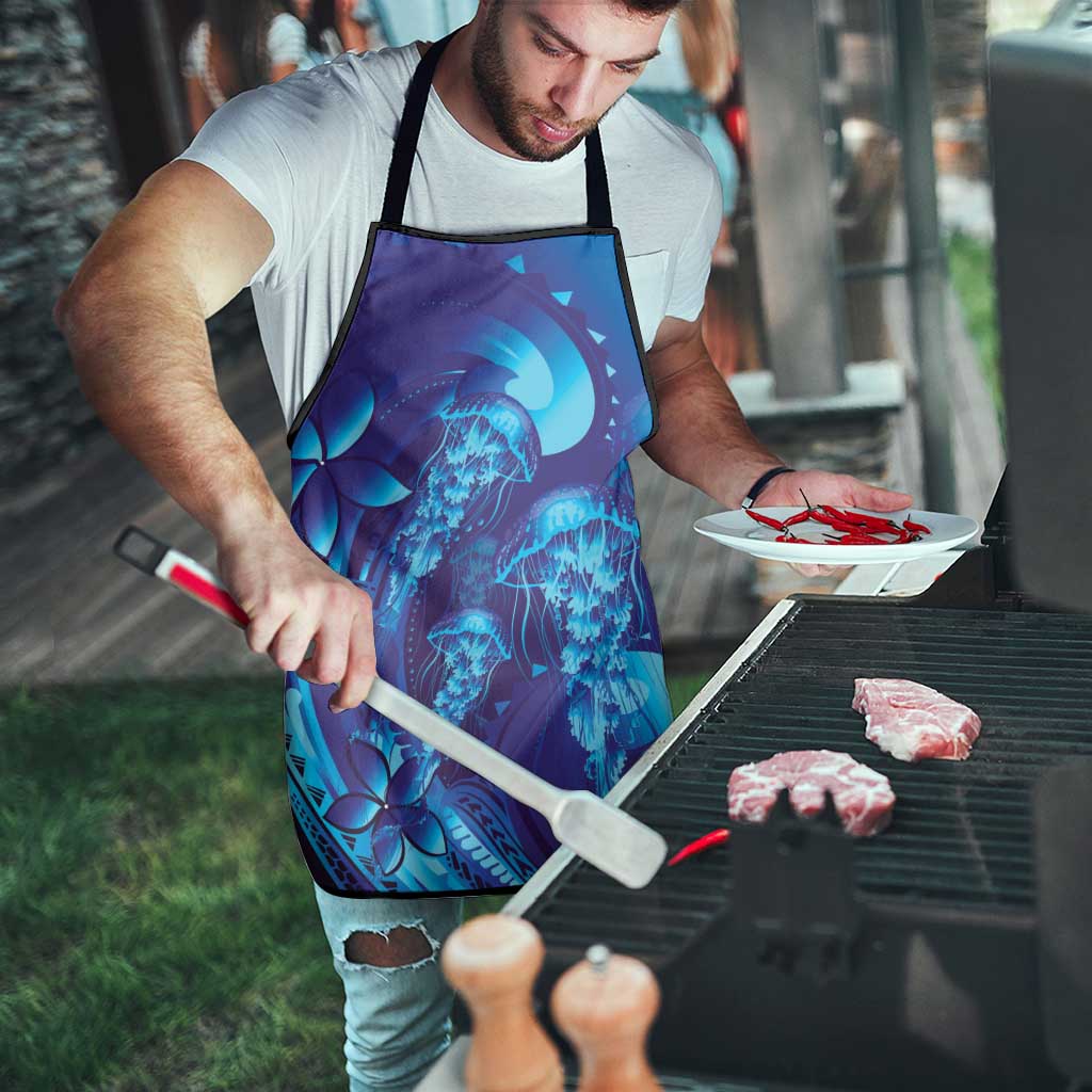 Purple Paradise Polynesia Jellyfish Apron Plumeria Polynesian Tattoo Glowing Vibes LT14 - Polynesian Pride